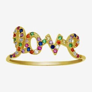 NWT Itsy Bitsy Love Cubic Zirconia 14K Gold Over Silver Ring Size 9